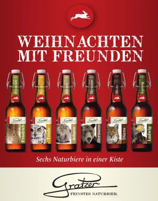 Bild: 6 Weihnachtsbiere der Brauerei Gratzer in einer Kiste