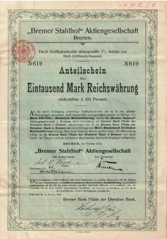 Bremer Stahlhof, 1912