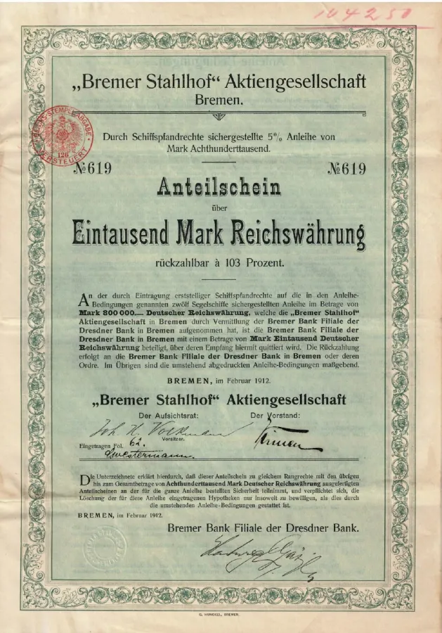 Bremer Stahlhof, 1912