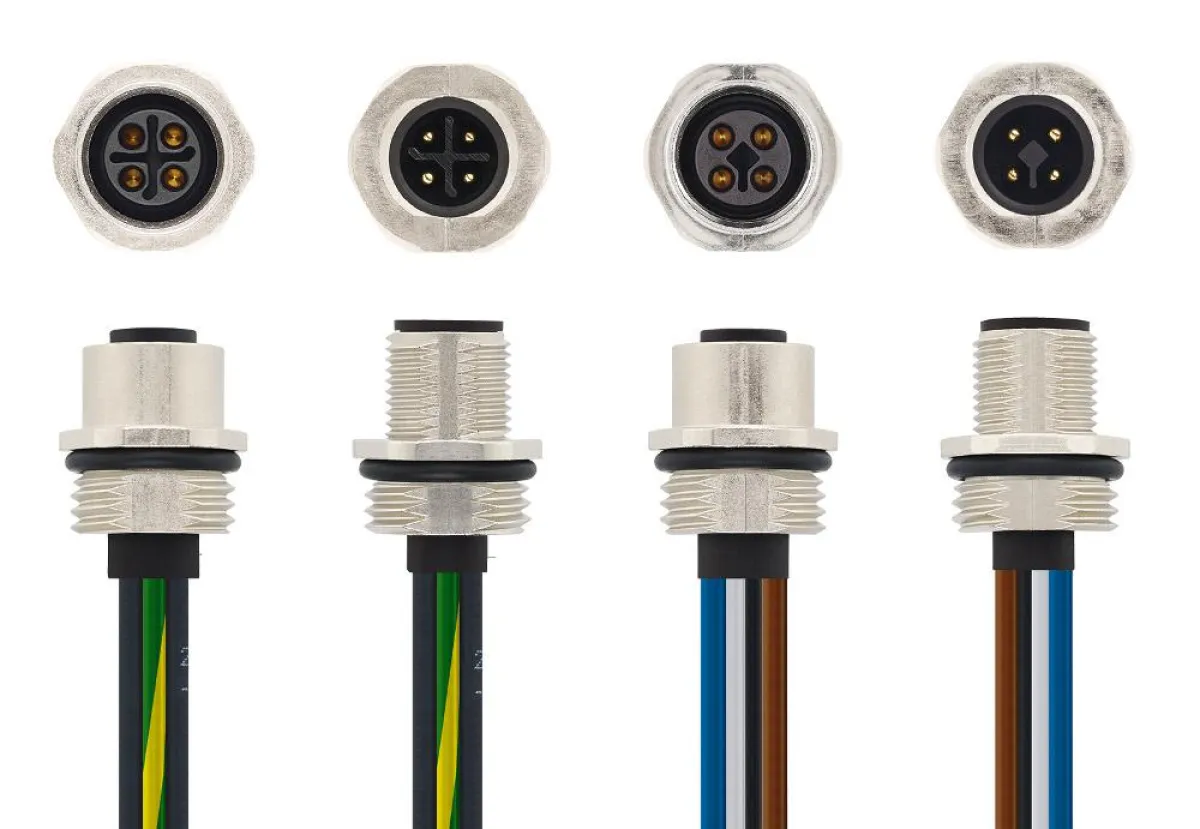 Das M12x1 Power Portfolio von ESCHA umfasst Flansche (Bild) und umspritzte Steckverbinder.