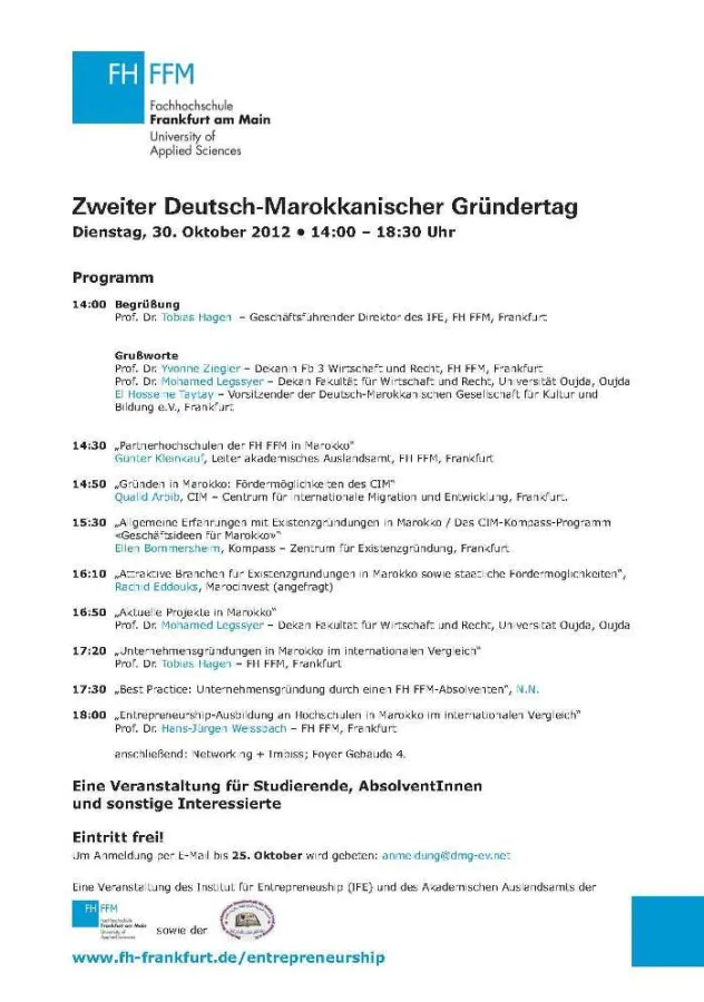 Programm Deutsch-Marokkanischer Gründertag