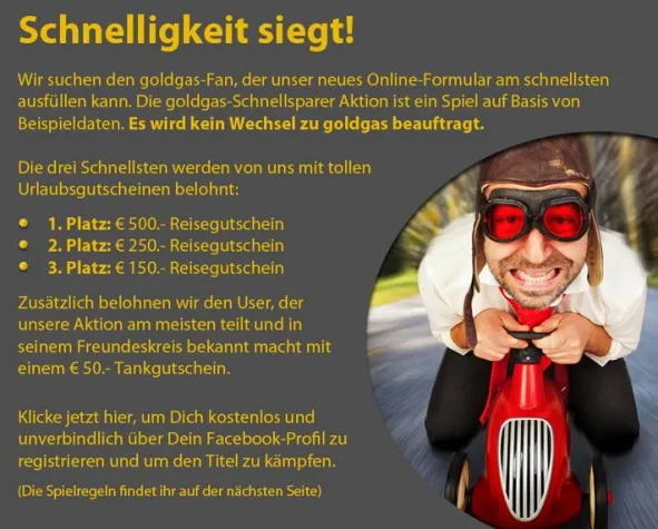 Bild: goldgas startet Schnellsparer-Spiel auf Facebook