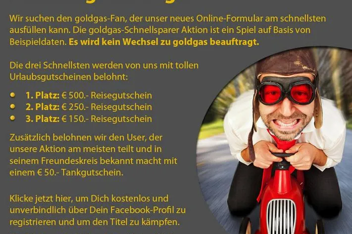 Bild: goldgas startet Schnellsparer-Spiel auf Facebook