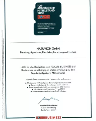 Bild: FOCUS-Business: Die Natuvion GmbH gehört zu den Top-Arbeitgebern 2018