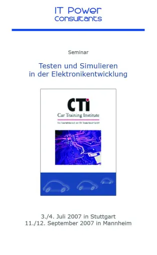 Neues Seminar „Testen und Simulieren in der Elektronikentwicklung“ Bild: Neues Seminar „Testen und Simulieren in der Elektronikentwicklung“