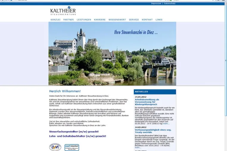 Bild: Neue Homepage der Kaltheier Steuerberatung.