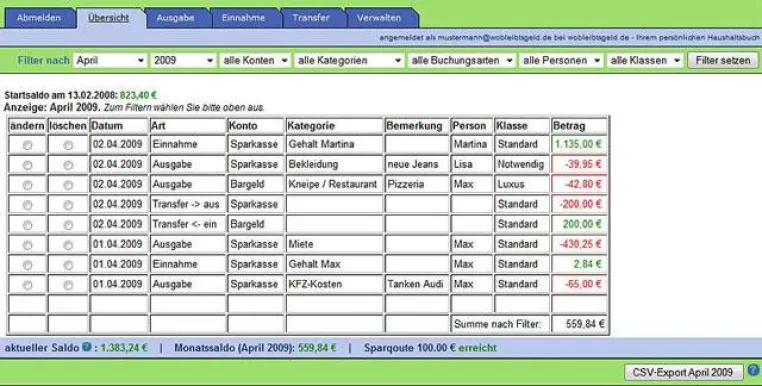 Bild: Wo bleibts Geld? Das kostenlose Online-Haushaltsbuch schafft Überblick