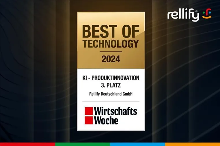 Rellify belegt dritten Platz in der Kategorie KI-Produktinnovationen der Wirtschaftswoche Bild: Rellify belegt dritten Platz in der Kategorie KI-Produktinnovationen der Wirtschaftswoche