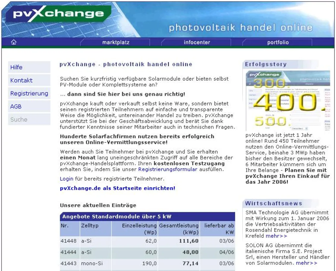 pvXchange.de - das beliebte Online-Handelsportal für Solartechnik