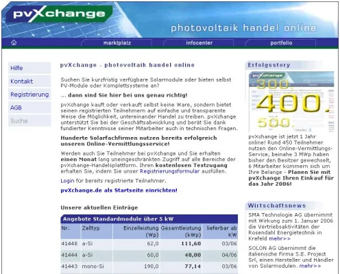 Bild: Durchbruch für Photovoltaik-Handelsplattform pvXchange.de