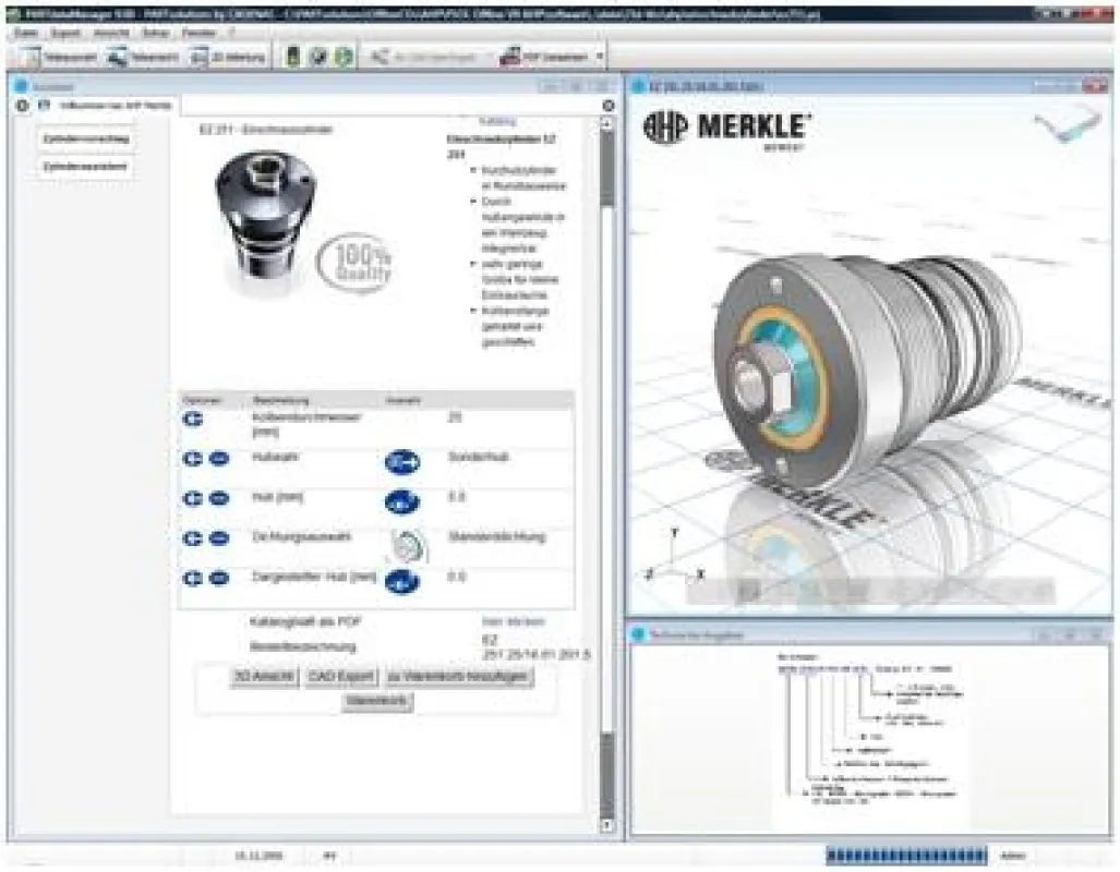 Die CADENAS Softwarelösung PARTsolutions im Corporate Design von AHP Merkle