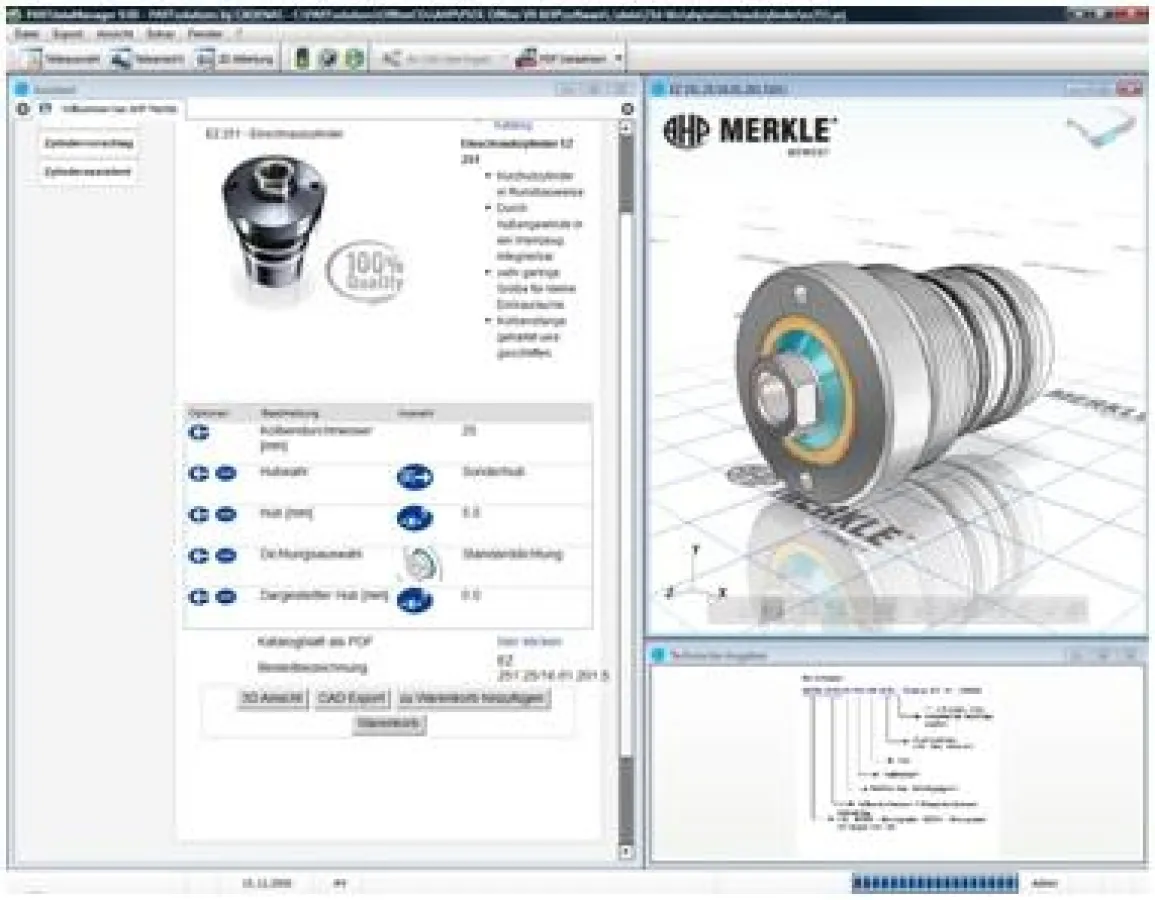 Die CADENAS Softwarelösung PARTsolutions im Corporate Design von AHP Merkle