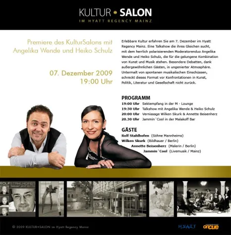 Bild: Angelika Wende und Heikos Schulz feiern erfolgreiche Premiere des Kultur Salons in Mainz