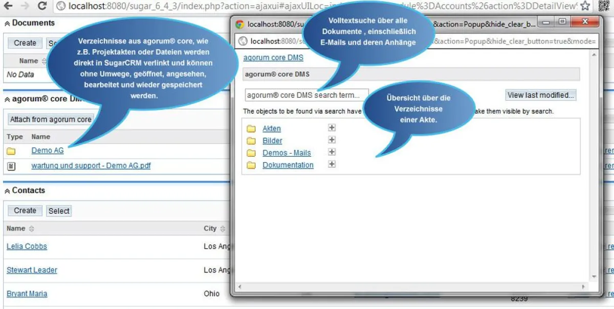Mit sugorum das Open Source Dokumentenmanagement-System agorum® core mit SugarCRM verknüpfen.