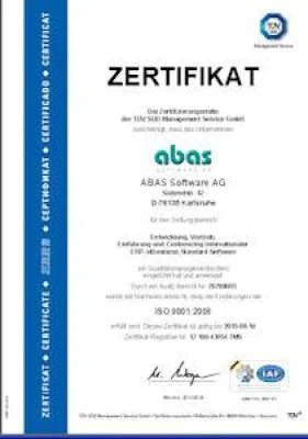 ABAS erhält ISO 9001 Zertifikat Bild: ABAS erhält ISO 9001 Zertifikat