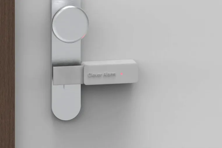 Cleveralarm: Das innovative Alarmgerät schützt Wohnungstüren vor Einbruch mit Dietrich, Säure & Brecheisen. Bild: Cleveralarm: Das innovative Alarmgerät schützt Wohnungstüren vor Einbruch mit Dietrich, Säure & Brecheisen.