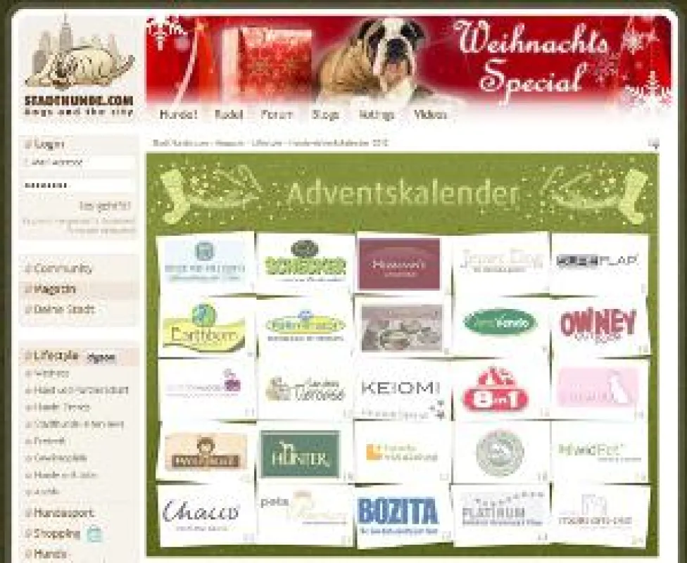 Der Hunde-Adventskalender auf Stadthunde.com