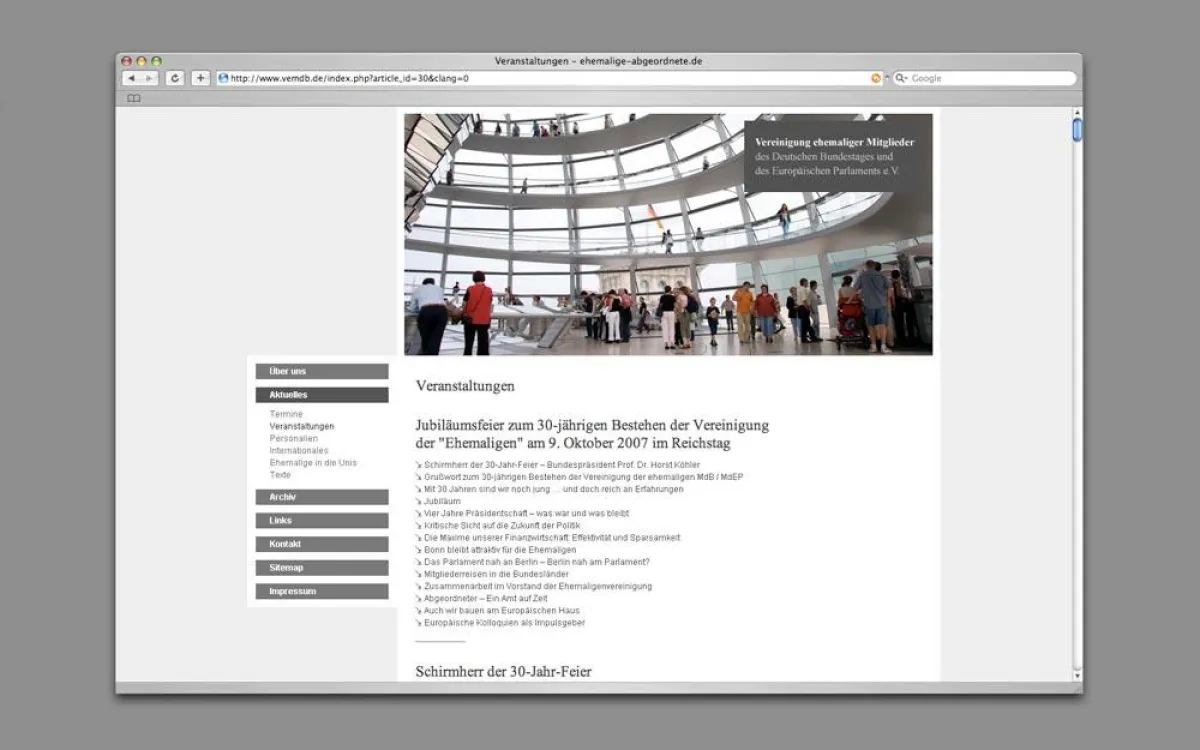 Internetauftritt der Vereinigung