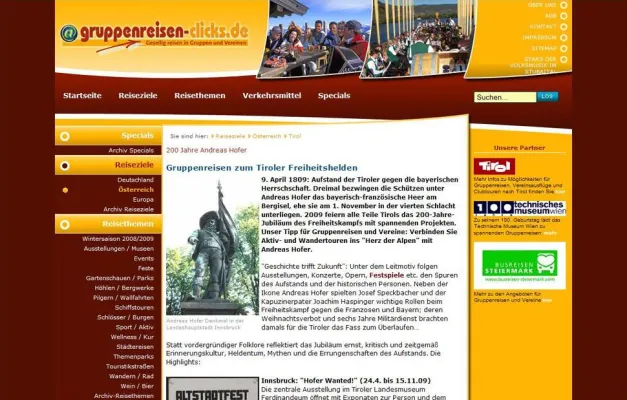 Bild: "Super Andi" 2009 – Andreas-Hofer-Jubiläum in Tirol ist Ziel für Clubtouren, Gruppenreisen, Vereinsausflüge