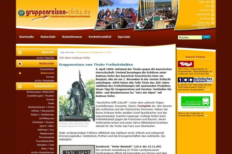 Bild: "Super Andi" 2009 – Andreas-Hofer-Jubiläum in Tirol ist Ziel für Clubtouren, Gruppenreisen, Vereinsausflüge