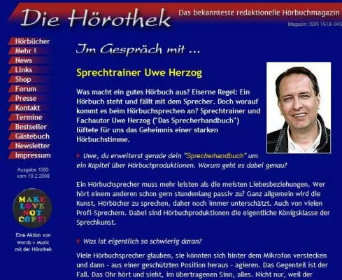 Bild: Hörbuch-Boom - Die Kunst der auditiven Verführung - Sprechtrainer Uwe Herzog gibt Tipps für Hörbuchsprecher