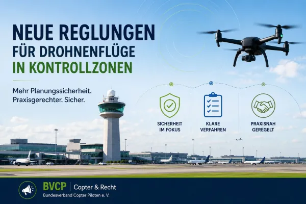Bild: Neue Regelungen für Drohnenflüge in Kontrollzonen: BVCP begrüßt praxisgerechtere Lösungen für Fernpiloten