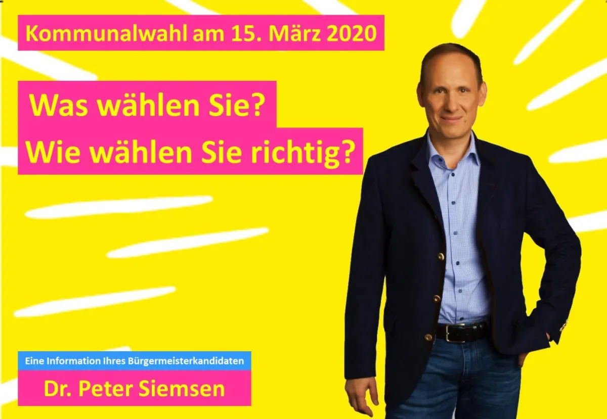 Bürgermeisterkandidat Dr. Peter Siemsen informiert online über das bayerische Kommunalwahlsystem.