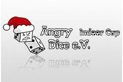 Bild: Siegener Medienagentur mediatwister gestaltet Weihnachts-Variante des Angry Dice Logos und Indoor Cup Logo