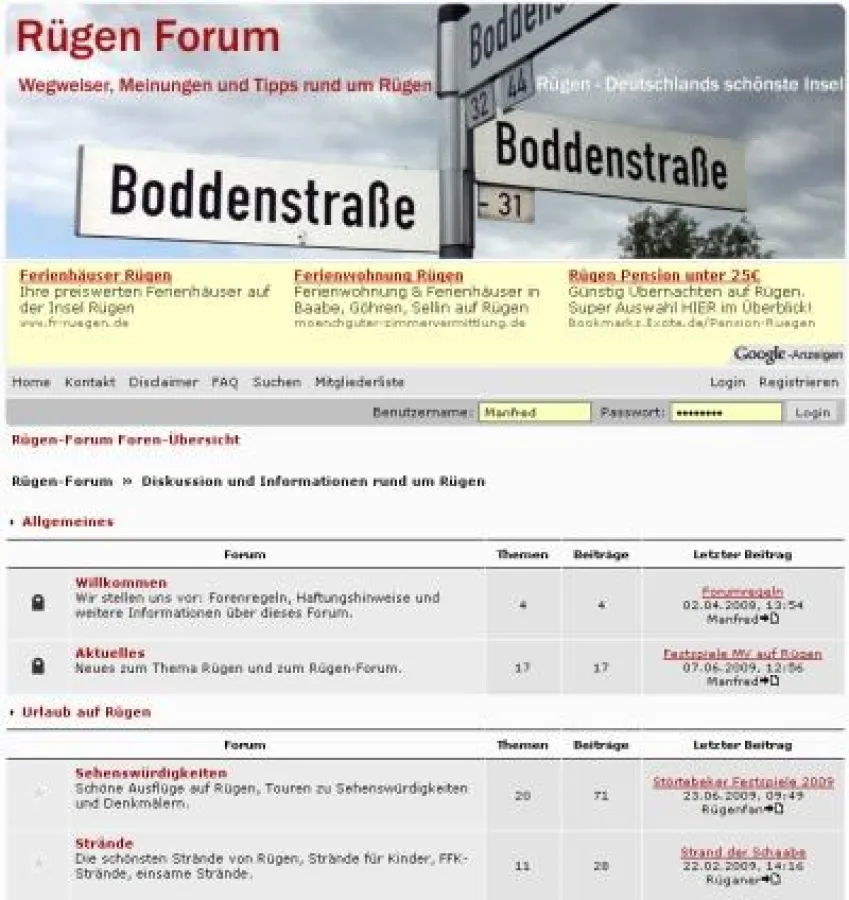 Rügen Forum mit vielen Tipps und Informationen zur Urlaubsplanung auf Rügen
