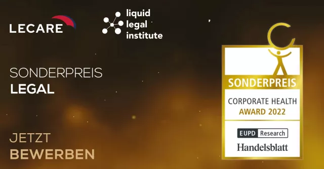 Bild: Bewerbungsstart für Sonderpreis „Legal“ beim Corporate Health Award 2022