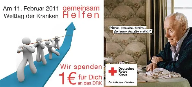 Wir spenden für Dich einen Euro an das DRK Bild: Wir spenden für Dich einen Euro an das DRK