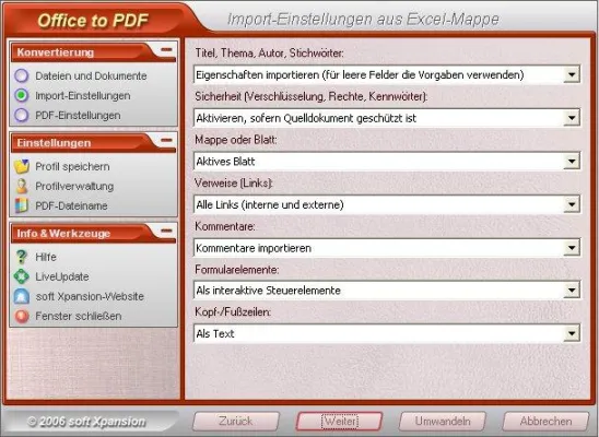 Bild: Leistungsfähige Umwandlung von MS-Office-Dokumenten in PDF, Übernahme der wichtigsten Meta-Informationen