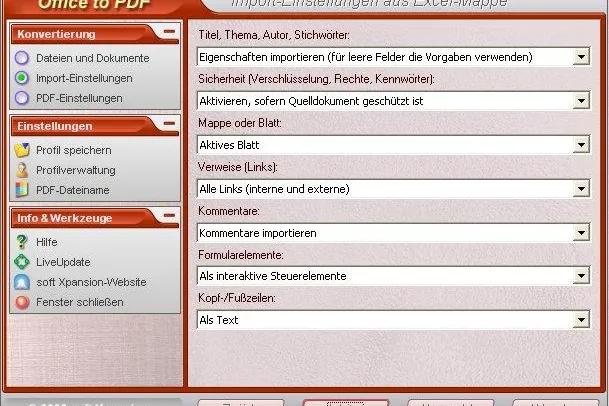 Bild: Leistungsfähige Umwandlung von MS-Office-Dokumenten in PDF, Übernahme der wichtigsten Meta-Informationen
