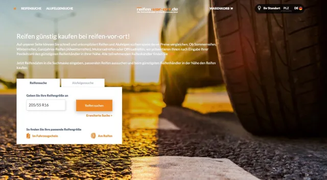 Bild: Über reifen-vor-ort.de finden Autofahrer passende Sommerreifen inkl. Montageservice in der Nähe