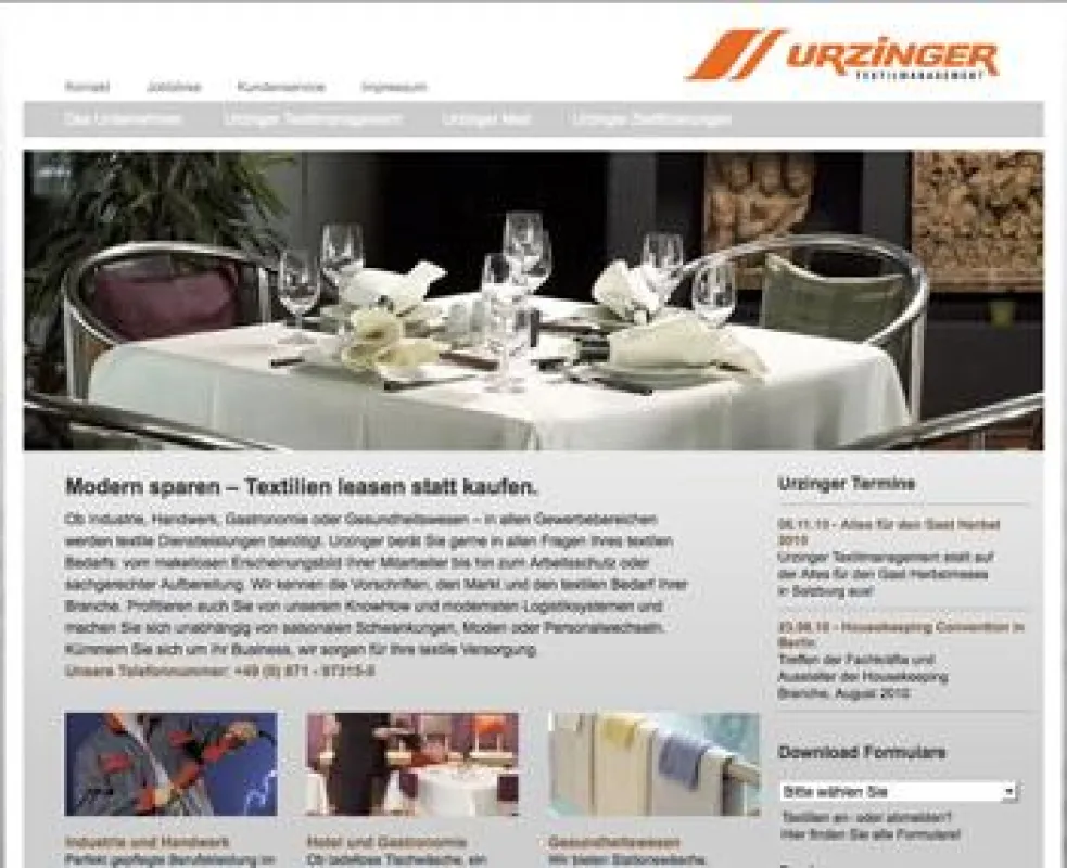 Urzinger Textilmanagement neue Website