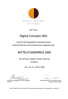 Bild: Rudolf-Trauner-Stiftung-Mittelstandspreis 2005 für den Virtuellen Blindenhund