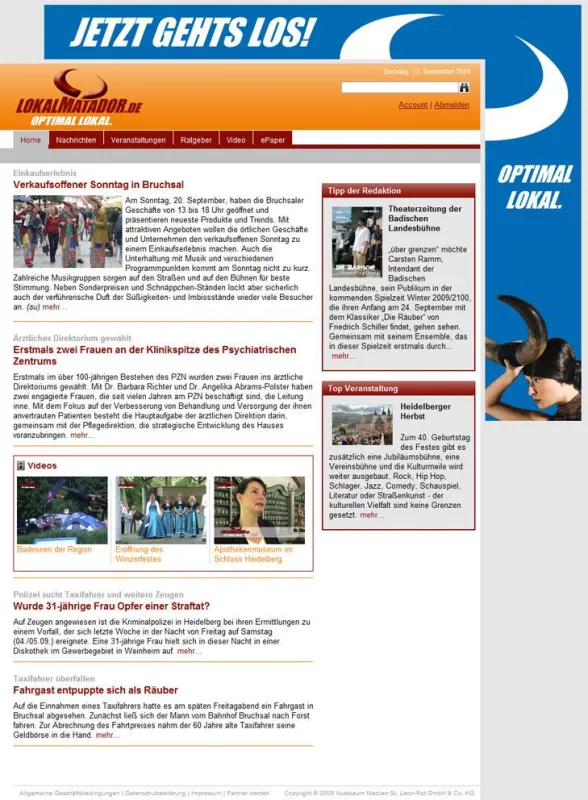 Startseite des Portals LOKALMATADOR.DE