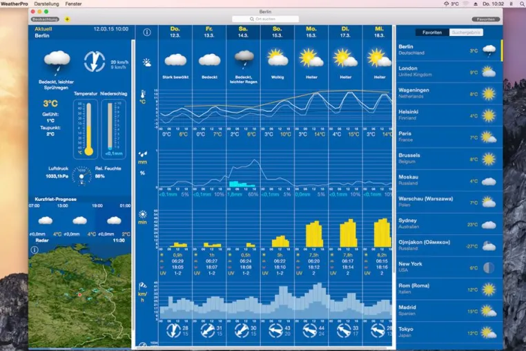 Bild: Die beliebte Wetter-App WeatherPro jetzt auch auf dem Mac