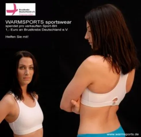 Bild: WARM SPORTS Sportswear spendet pro verkauften Sport-BH 1,- Euro an Brustkrebs Deutschland e.V.