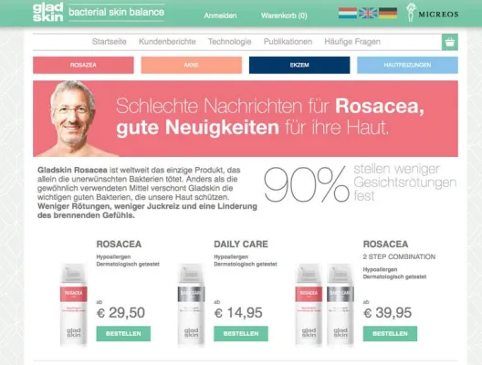 Bild: Micreos Human Health bietet Gladskin Kosmetik in Deutschland an