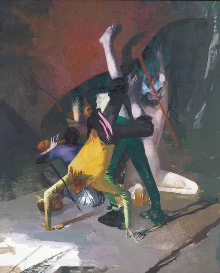 Arno Rink, Nacht der Gaukler, 2006, Öl auf Leinwand, 110 x 90 cm