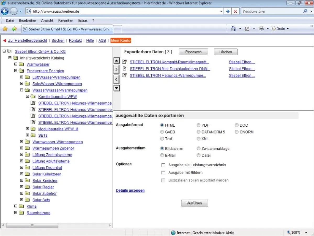Die Online-Datenbank für Ausschreibungstexte.