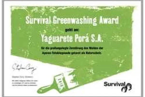 Bild: Survivals "Greenwashing Award" 2010 geht an brasilianisches Viehzucht-Unternehmen