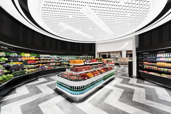 Bild: Topshop1A.de - neueste Systemregale für die optimale Obst- und Gemüseabteilung im Supermarkt.