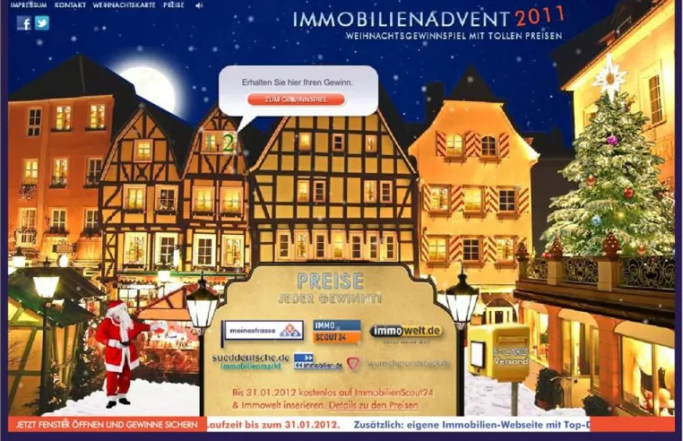 Bild: Weihnachtsmann verschenkt Immobilien-Inserate auf Deutschlands führenden Immobilien-Portalen