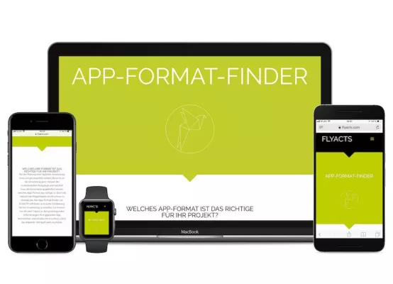 Bild: Mit dem App-Format-Finder von FLYACTS für die richtige Technologie entscheiden