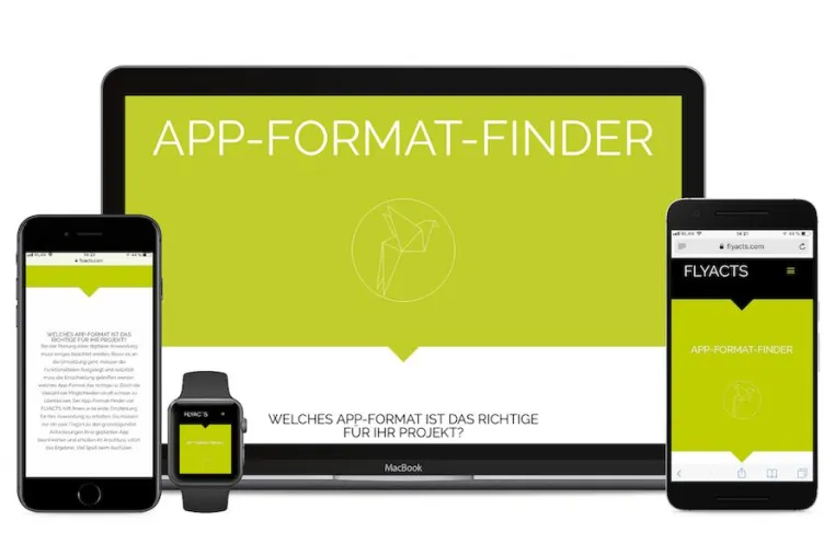 Bild: Mit dem App-Format-Finder von FLYACTS für die richtige Technologie entscheiden