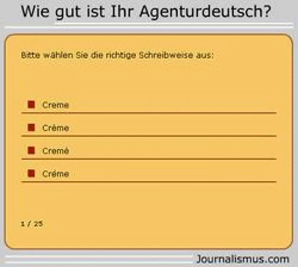 Journalisten-Quiz bei Journalismus.com: Wie gut ist Ihr Agenturdeutsch?