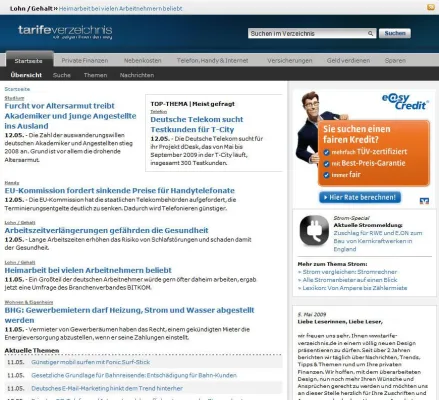 Tarife-Verzeichnis.de im neuen Design Bild: Tarife-Verzeichnis.de im neuen Design