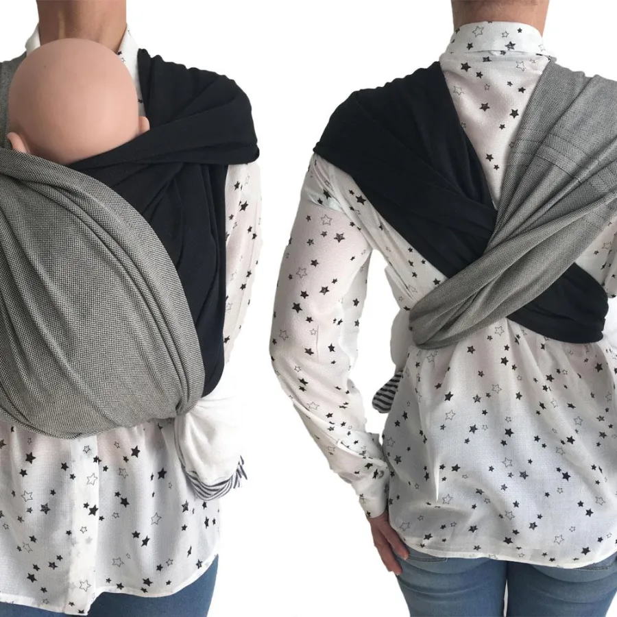 Tragetücher ohne Knoten, wickeln oder binden. Keine störenden Knoten oder baumelnden Tuchenden mehr!